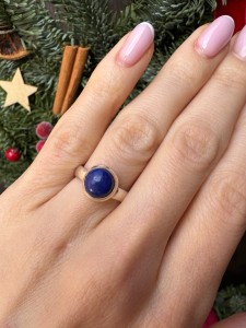 Pierścionek lapis lazuli okrągły  