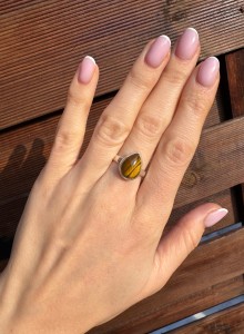 Pierścionek  tygrysie oko łezka 
