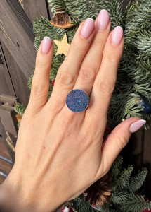 Pierścionek druza agatowa okrągły 