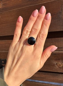 Pierścionek onyks okrągły 