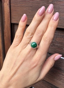 Pierścionek malachit okrągły 