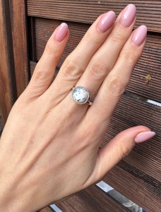 Pierścionek agat dendrytowy  okrągły 