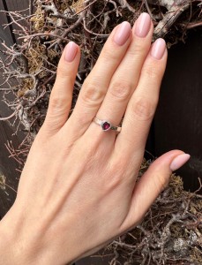 Pierścionek rubelit  fasetowane serce  