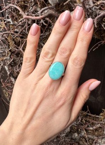 Pierścionek amazonit owal 