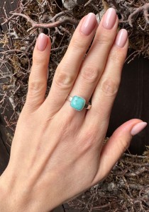 Pierścionek amazonit kwadrat