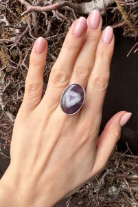 Pierścionek ametyst owal