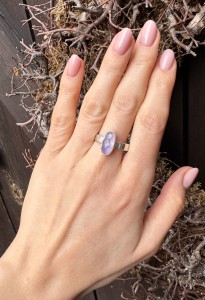 Pierścionek ametyst  fasetowany