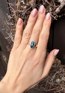 Pierścionek  tygrysie oko owal  fasetowany