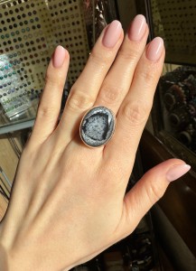 Pierścionek agat dendrytowy   Owal