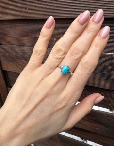Pierścionek turkus  owal