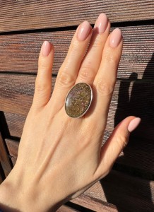 Pierścionek bronzyt owal 