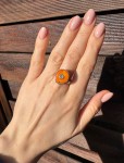 Pierścionek koral pomarańczowy  plaster   
