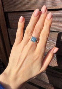Pierścionek akwamaryn kwadrat