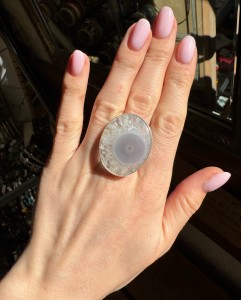 Pierścionek agat z kwarcem 