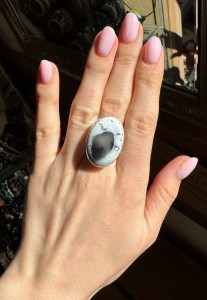 Pierścionek agat dendrytowy   