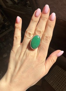 Pierścionek chryzopraz owal 