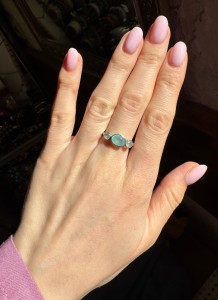 Pierścionek miętowe chalcedony fasetowane