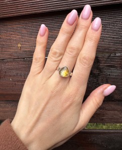 Pierścionek cytryn fasetowany 