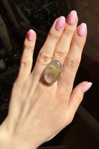 Pierścionek kwarc z rutylem owal 