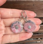 Kolczyki plastry różowy jaspis rodonit