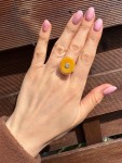 Pierścionek koral żółty  plaster     