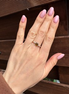 Pierścionek turmalin zielony okrągły 