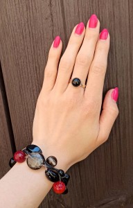 Bransoletka Sieć Klasyczna czarna z agatem