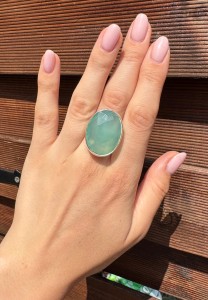 Pierścionek fasetowany chalcedon owal 