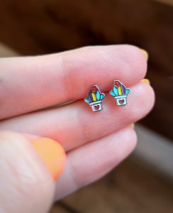 Kolczyki wkrętki  kaktus 