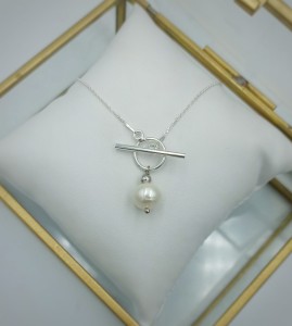 Naszyjnik Nel biała perła  srebro klasyczne
