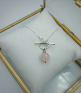 Naszyjnik Nel kwarc różowy srebro klasyczne 