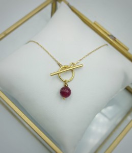 Naszyjnik Nel agat purpurowy srebro pozłacane