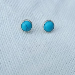 Kolczyki wkrętki turkus 6 mm   