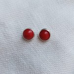 Kolczyki wkrętki koral czerwony 8mm  