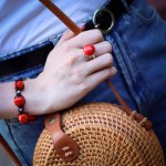 Bransoleta pleciona koral pomarańczowy bryłki