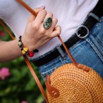 Bransoleta pleciona kolorowy mix z bursztynem