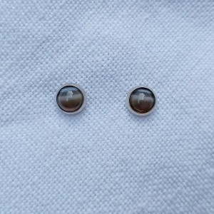 Kolczyki wkrętki agat Botswana szary 6 mm    