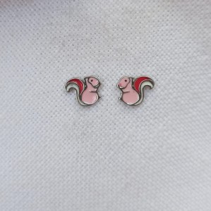 Kolczyki wkrętki różowe wiewiórki
