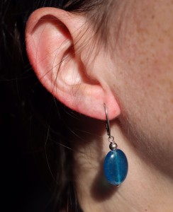 Kolczyki jadeit niebieski owal