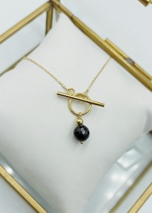 Naszyjnik Nel turmalin czarny srebro pozłacane 