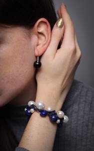 Bransoletka Sieć Perłowa i lapis lazuli