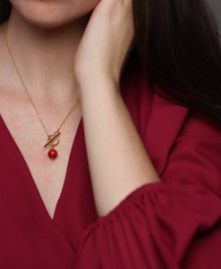 Naszyjnik Nel koral czerwony srebro pozłacane