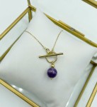 Naszyjnik Nel ametyst  srebro pozłacane