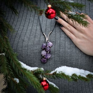 Naszyjnik Grono ametyst bryłki