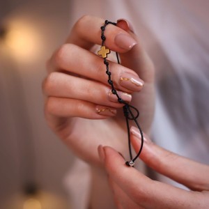 Bransoletka różaniec hematyt złoty