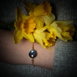 Bransoletka łańcuszek labradoryt  okrągły