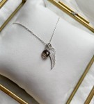 Naszyjnik  skrzydło i kwarc dymny