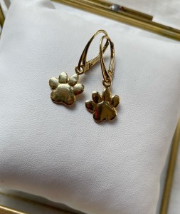 Kolczyki łapka psa srebro pozłacane 