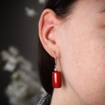 Kolczyki wałki koral czerwony