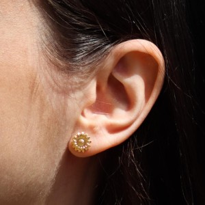 Kolczyki wkrętki  Słonecznik srebro pozłacane